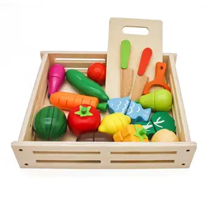 New kids pretend play wooden kitchen food toys with fruit and vegetables W10B224