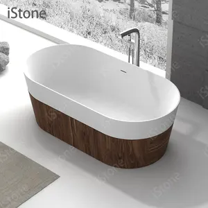 Luxury 나무 욕조 Solid Surface 복합 돌 자립 욕 tub WD65148C