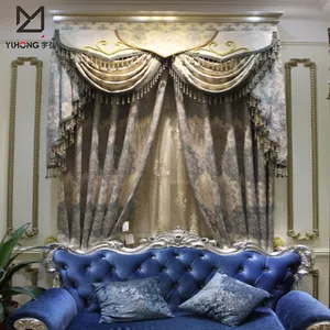 Luxury jacquard home fabrics curtains with swag valance