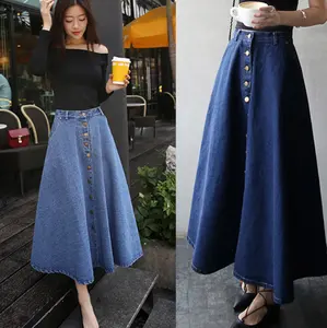 Factory Wholesale summer best selling city lady fashion button loose Umbrella skirt fancy new style women jeans skirts