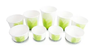 Kraft Trắng Dùng Một Lần Giấy Soup Cup Tubs Bowl Với Nắp Giấy