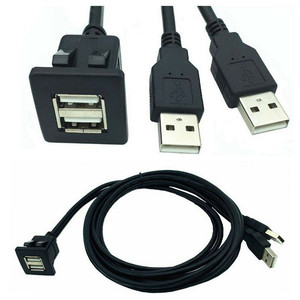 Câble d'extension noir 3 pieds double USB 2.0 mâle à femelle pour tableau de bord de voiture - Product Image 4