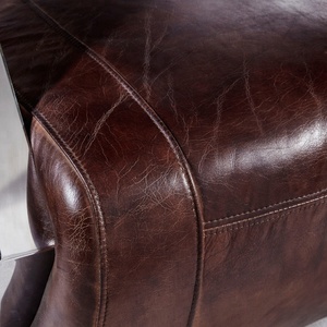 Retro Vintage Industrial Furniture Antique Distressed Leather Armchair Stainless Steel Living Room <strong>Chair</strong> <strong>Reclining</strong> <strong>Club</strong> <strong>Chairs</strong>