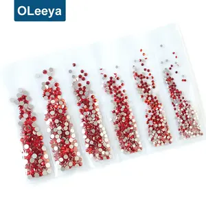 Popüler kaliteli Mix boyutu SS4 to SS12 işık Siam cam 2028 olmayan düzeltme Flatback Rhinestone kadınlar için elbiseler