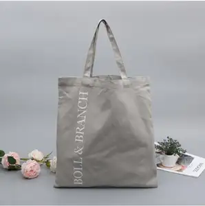 Promotional High Quality Customized Logo Grey Color Cotton Tote Bag For Shopping