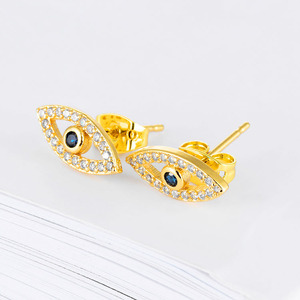 Marlary Saudi Arabia 18K Gold Plated Copper Blue Evil Eye Stud <strong>Earrings</strong> <strong>Tops</strong> Design for Women - Product Image 5