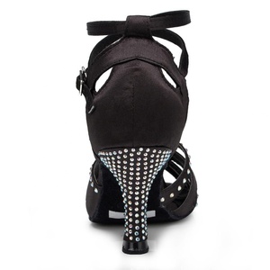 Mode satin + strass L164 Talon 7.5cm <span class=keywords><strong>salsa</strong></span> chaussures <span class=keywords><strong>femme</strong></span> chaussures de danse latine - Product Image 3