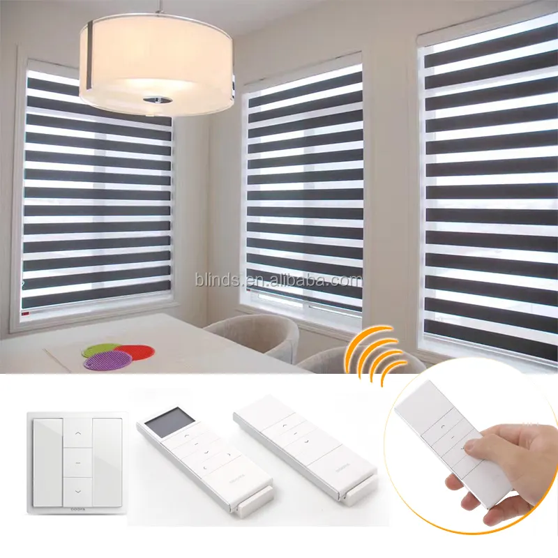 Dual Sheer Polyester Zebra Blind Fabric, Motorized Factory Directly Sale Zebra Roller Blinds