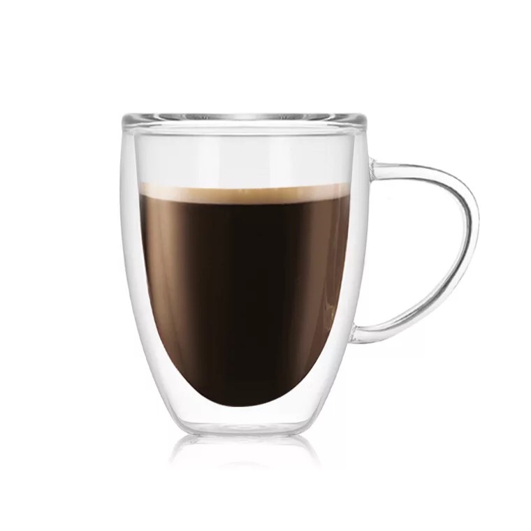 Coffee Mugs - Clear Thermal Double Wall Tumbler Insulated Glass - 2 Cups, 6oz Size Borosilicate Glass Transparent Art Decor