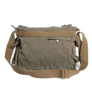 T0604 Sac à bandoulière vintage en <span class=keywords><strong>toile</strong></span> verte pour <span class=keywords><strong>homme</strong></span> en cuir ciré avec fermeture éclair prêt à expédier - Product Image 4