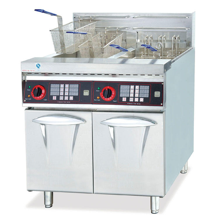 Double Industrial Tank Electric Deep Fryer with Timers