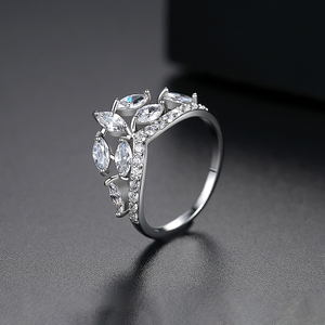 <span class=keywords><strong>Anello</strong></span> LUOTEEMI in Zirconia Cubica Placcato Oro Bianco Rodiato per Donne, Stile Carino <span class=keywords><strong>con</strong></span> Zirconia Bianca, Anelli Aperti - Product Image 5