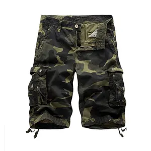 Wholesale Mens Camo Cargo Cotton Shorts Summer Relaxed Fit Multi-Pocket Outdoor Camouflage Cargo Shorts