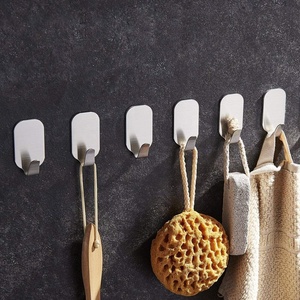 8 Pack <strong>Wall</strong> Mounted Towel Coat Hat <strong>Key</strong> Robe No Drill Pre-taped Stainless Steel Metal Self Adhesive Sticky Holder <strong>Hook</strong> - Product Image 5