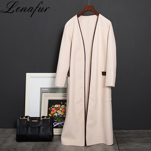 2018 di Nuovo Modo Lungo Double Face 100% Pieno Importato Australiano Agnello Lana di Pecora Cachemire Cappotto di Pelliccia per Le Donne - Product Image 2