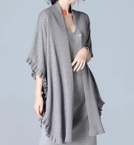 Áo Len P18B028CH Cho Nữ, Áo Choàng Poncho Cashmere Thanh Lịch Thời Trang