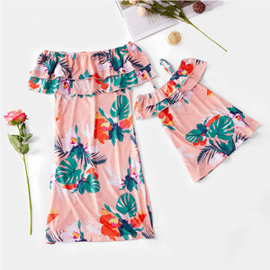 Madre <span class=keywords><strong>e</strong></span> Figlia Corrispondenza Outfit Abbigliamento Mamma <span class=keywords><strong>e</strong></span> Me Estate Abiti Stampa Floreale - Product Image 2