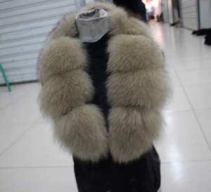 ALICEFUR abastecimiento directo de fábrica, precio al por mayor <span class=keywords><strong>Collar</strong></span> de piel de zorro con cuero chaqueta y abrigo - Product Image 4