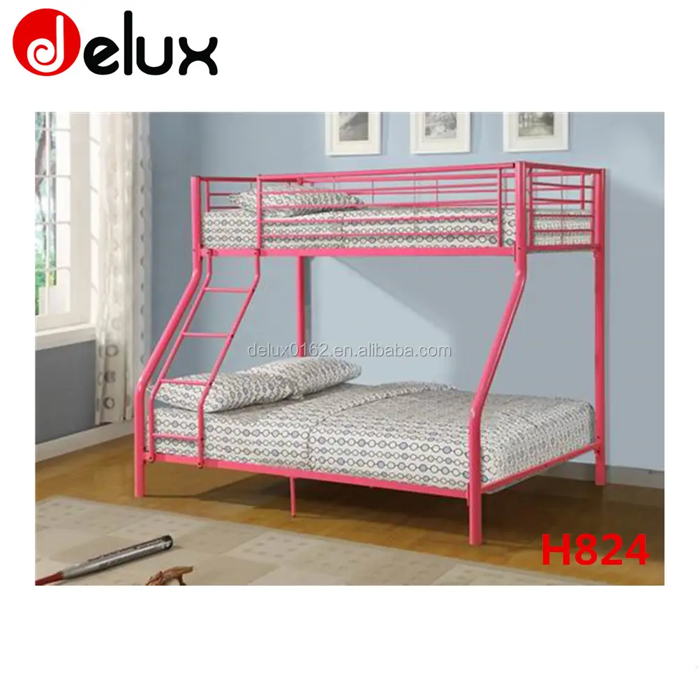 Kids Bunk Beds H824 Full Over Full Metal Wholesale Romantic Home Furniture Bedroom Furniture Double Modern Steel Tube White