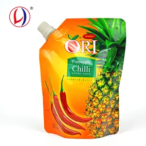 BRC Zertifiziert OEM Druck Logo Ananas Chili Sauce Verpackung Beutel Sauce Auslauf Tasche