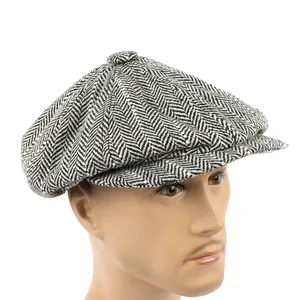 Neues Trend Design Produkt beliebt Europa billig Herren Wolle achteckige Baskenmütze Hut Hüte für Männer Papa Hut