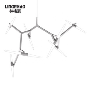 Lustre décoratif en verre de branche d'or noir de pièce moderne de bureau à la maison pour la salle à manger - Product Image 2