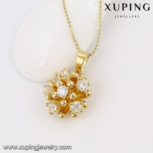 63805 Xuping Juego de Joyería de Pendientes y Collar con Circonita Chapado en Oro de 14k para Novia, Económico - Product Image 4