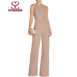 <span class=keywords><strong>Combinaison</strong></span> pour femme, mode douce rose, vêtements personnalisés pour femme, broderie perlée, crêpe sans manches, tenue de soirée - Product Image 1