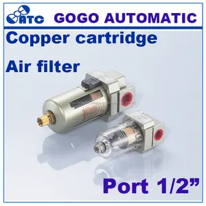 Gogo aire gas oil agua neumáticas filtro 1/2 inch con cartucho de cobre y cubierta protectora drenaje Manual tipo SMC