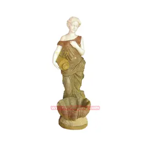 High Quality Yellow Onyx stone Lady Statue Water falls Fountains ornaments sculpture