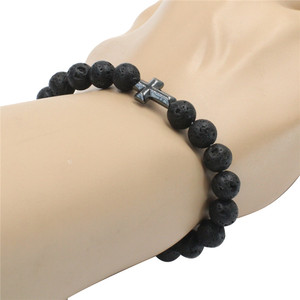 Braccialetti con Perline in Pietra Lavica ed <span class=keywords><strong>Ematite</strong></span> con Croce Reiki e Pietre Energetiche - Product Image 6