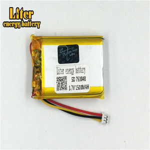 Socket 1.5-3 P 753048 Lithium battery 1500 mah Rechargeable Li Polymer Battery PL LiPo battery with wire - Product Image 2