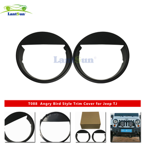 T088 black ABS angry-bird headlight cover trim for Jeep Wrangler TJ 1997-2006 - Product Image 2