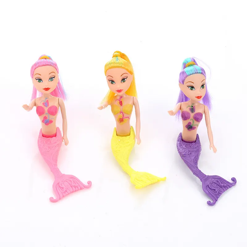 Hot sell cheap toy girl plastic fashion doll wholesale cake decoration jewelry mini 7-inch mermaid doll