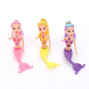 Mainan Boneka Plastik Anak Perempuan, Perhiasan Dekorasi Kue Mini 7 Inci Boneka Putri Duyung Terlaris