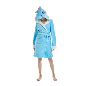 NLM Wholesale Super Soft Warm Flannel Fashion Cartoon Adult Pajama Ladies Sleepwear Woman Night Gown Dressing Gown Bathrobe