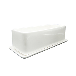 <span class=keywords><strong>Rectangulaire</strong></span> <span class=keywords><strong>blanc</strong></span> Pot De Fleur En Céramique avec Plateau - Product Image 2
