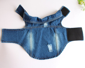 Jins Klasik Pakaian Anjing Empat Musim Semi Musim Panas Pakaian Hewan Peliharaan Lubang Anjing Jean Rompi Denim Jaket Mantel Anjing - Product Image 3