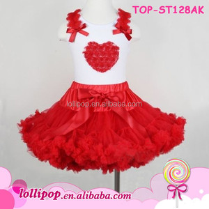 <span class=keywords><strong>Tutu</strong></span> Delle Ragazze 1st Birthday Outfit Bambina Pettiskirt Top Puntini Rossi Mocked Cuore Extra Soffici Pettiskirt Danza Outfit P - Product Image 2