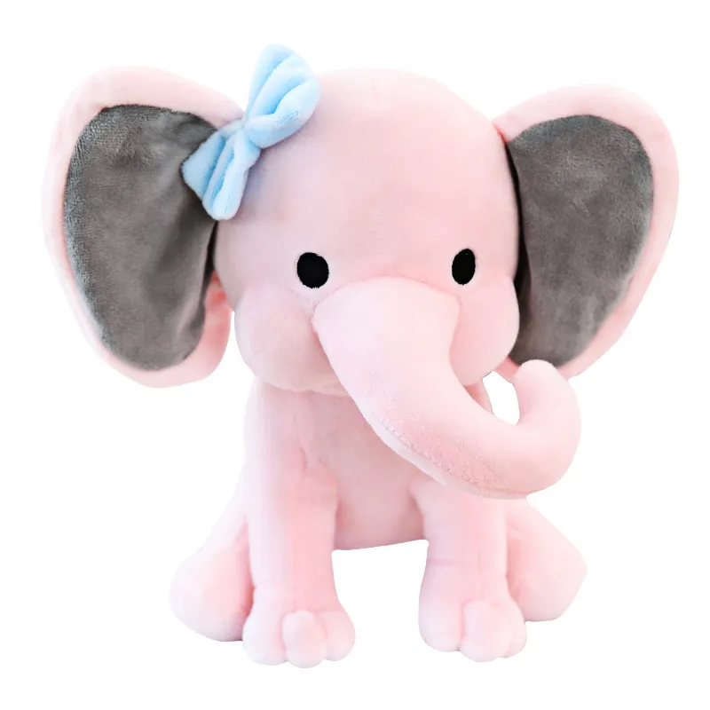 Peluche éléphant coloré et doux, de 30 cm, avec de grandes oreilles, vente en gros, bon marché
