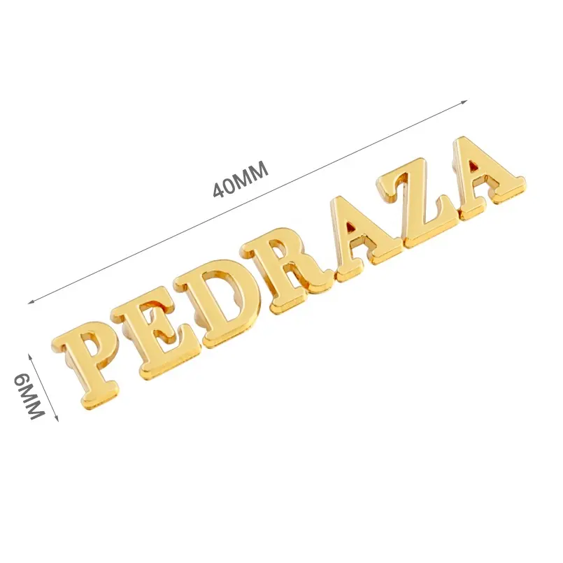 Sacchetto di Hardeware 3D Oro Separati Lettere In Metallo Logo, Personalizzato Lettere In Metallo Logo Piastra per le Borse