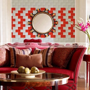 Liquidation de stock : Carreaux de céramique muraux rouges 3x6 à bords biseautés, style métro, pour crédence de cuisine – En vente - Product Image 6