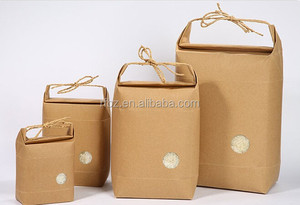 Günstige 0,5 kg Kapazität Reis-Lebensmittelverpackung braune Kraftpapiertüte mit Kordel - Product Image 3