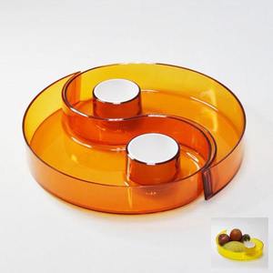 Plateau en métal noir de forme ronde avec base en placage MDF-Grand - Product Image 6