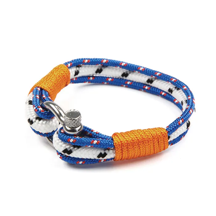 Men and Women Nylon Paracord Double Rope Sailing Bracelet,Stainless Steel Nautical Shackle Class