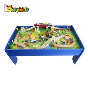 Model Kereta Api Set Kereta Kayu untuk Anak-anak W04C040