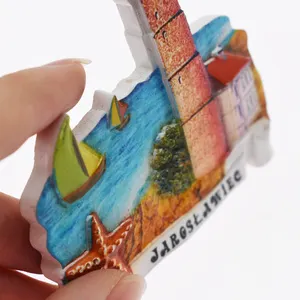 Commercio all'ingrosso produttore diretto MOQ basso 3d personalizzato di mare in resina magnete del frigorifero souvenir turistico del mondo