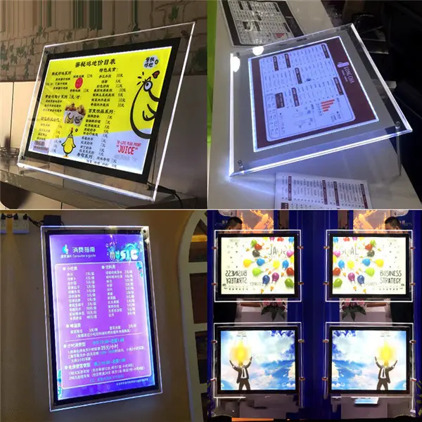 Прозрачная Светодиодная панель дисплея, светодиодный прозрачный лайтбокс a3, тонкий постер Лайтбокс