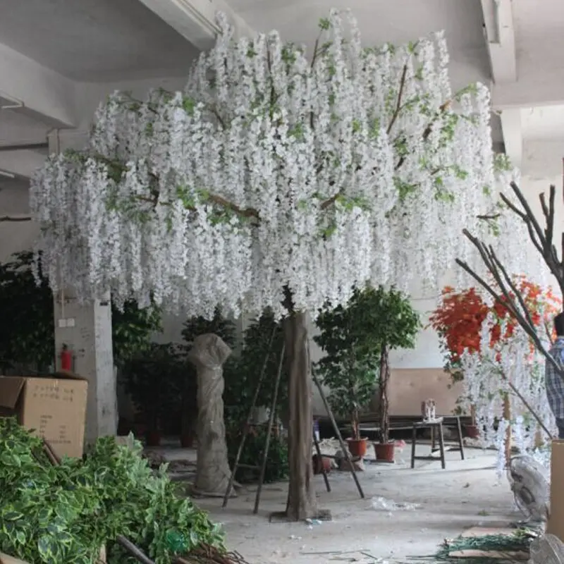 Árvore de flores para wisteria branca, decoração de casamento, palco, flor, para pendurar na árvore