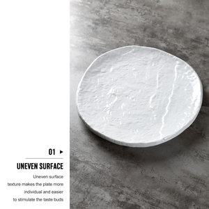 Set di Piatti e Vassoi in <span class=keywords><strong>Ceramica</strong></span> per Servire, Vendita Diretta dalla Fabbrica, Piatti per Sushi in Porcellana Bianca e Nera con Texture Effetto Pietra - Product Image 4